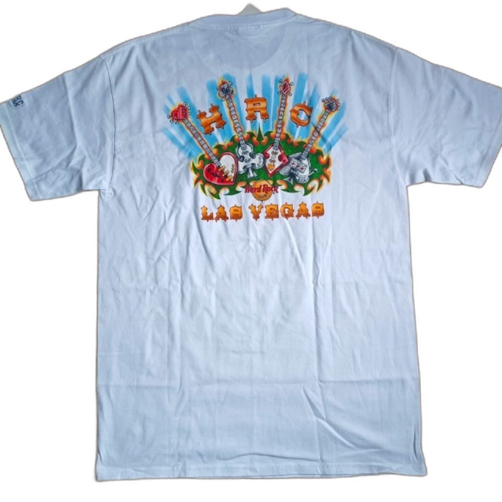 Vintage NWT Hard Rock Cafe Las Vegas Double Sided Poker Guitar T-Shirt Men’s M